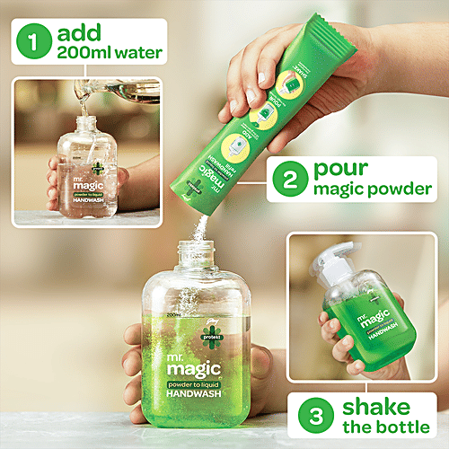 Godrej Protekt Mr. Magic Powder-To-Liquid Germ Protection Handwash Refill - Makes 200 ml Of Liquid, 9 g  