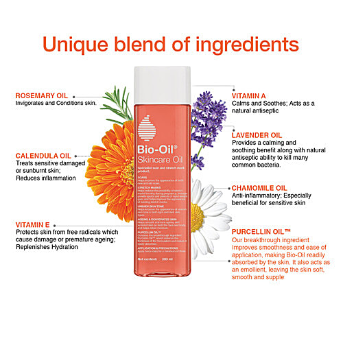 Bio-Oil Original Face & Body Oil, For Glowing Skin With Vitamin A & E, All Skin Types, 200 ml Suitable For Acne Scar Removal, Pigmentation, Dark Spots & Stretch Marks & Ageing Signs