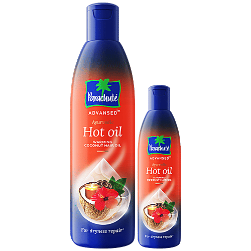 Parachute Advansed Ayurvedic Warming Coconut Hot Hair Oil - For Dryness Repair, Aids Hair Growth, Natural Ayurvedic Ingredients, 400 ml (Get 90 ml Oil Free) Natural Ayurvedic Ingredients