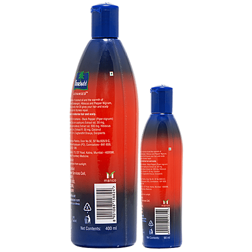 Parachute Advansed Ayurvedic Warming Coconut Hot Hair Oil - For Dryness Repair, Aids Hair Growth, Natural Ayurvedic Ingredients, 400 ml (Get 90 ml Oil Free) Natural Ayurvedic Ingredients