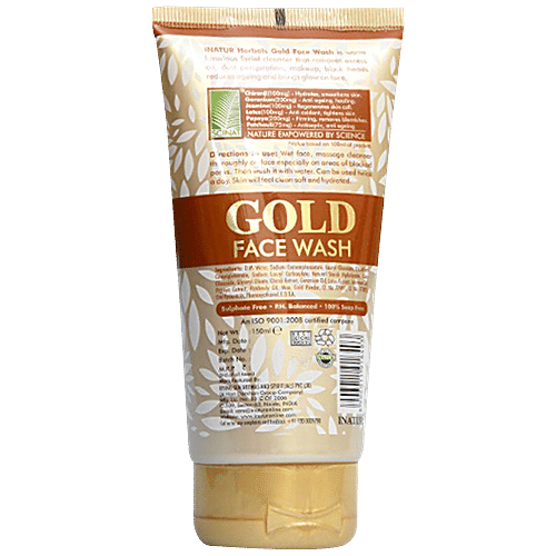Inatur Anti Ageing Gold Face Wash - 6 Precious Herbs, Sulphate Free & PH Balanced, 150 ml Sulphate Free & PH Balanced