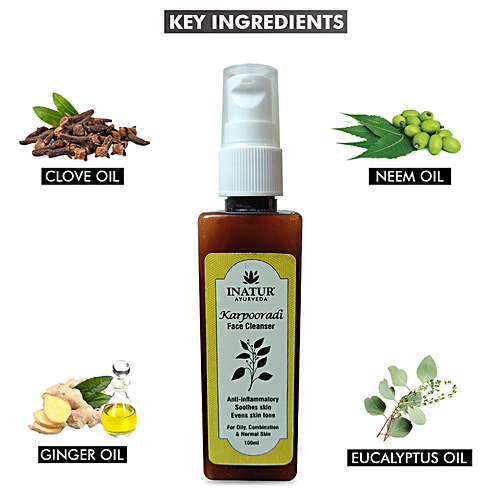 Inatur Face Cleanser - Karpooradi, For Oily, Normal & Combination Skin, Sulphate & Paraben Free, 100 ml Sulphate & Paraben Free