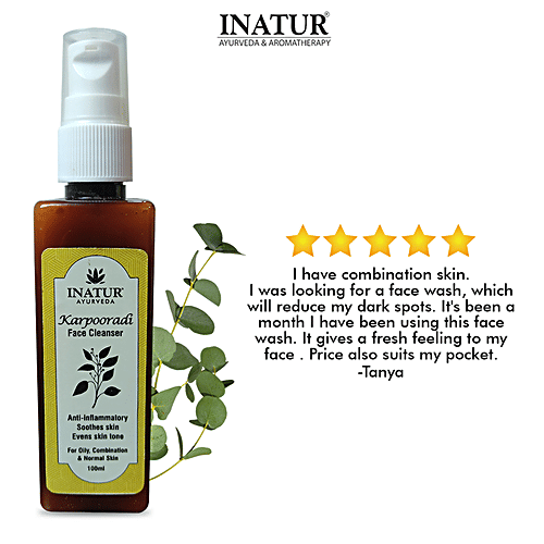 Inatur Face Cleanser - Karpooradi, For Oily, Normal & Combination Skin, Sulphate & Paraben Free, 100 ml Sulphate & Paraben Free