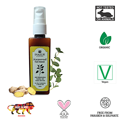 Inatur Face Cleanser - Karpooradi, For Oily, Normal & Combination Skin, Sulphate & Paraben Free, 100 ml Sulphate & Paraben Free