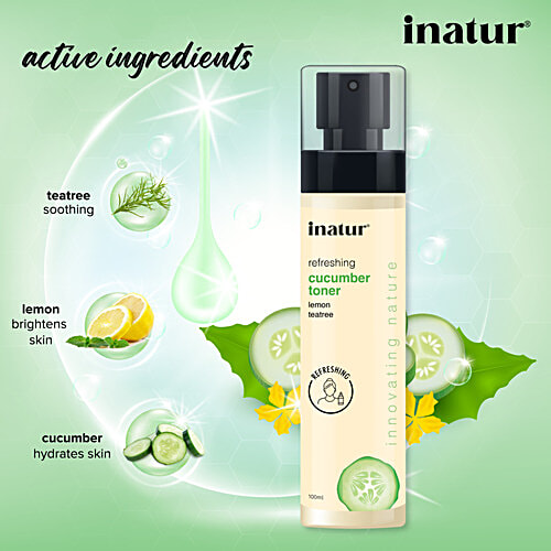 Inatur Toner Facial Mist - Cucumber, For All Skin Type, Paraben Free & PH Balanced, 100 ml Paraben Free & PH Balanced