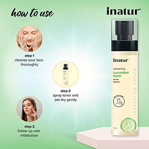 Inatur Toner Facial Mist - Cucumber, For All Skin Type, Paraben Free & PH Balanced, 100 ml Paraben Free & PH Balanced