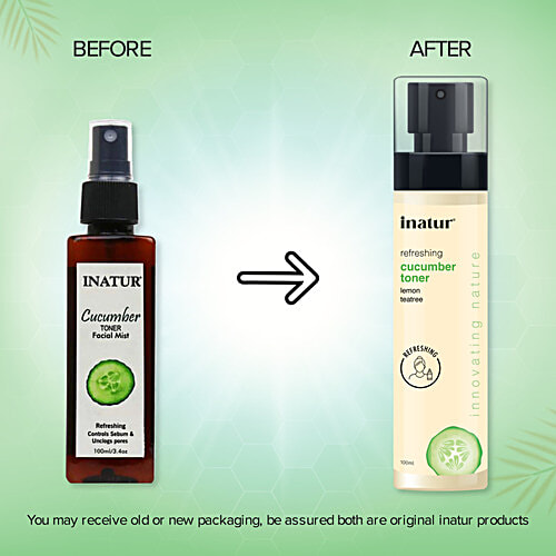 Inatur Toner Facial Mist - Cucumber, For All Skin Type, Paraben Free & PH Balanced, 100 ml Paraben Free & PH Balanced