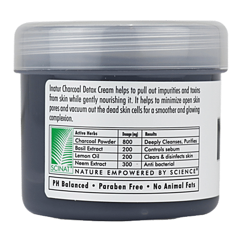 INATUR  Charcoal Detox Over Night Repair Face Cream, 125 g  