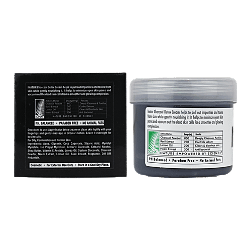 INATUR  Charcoal Detox Over Night Repair Face Cream, 125 g  