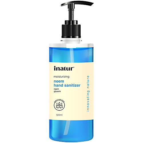 Inatur Moisturising Hand Sanitizer - Neem Extract, Alcohol Based, Kills 99.9% Germs, 500 ml  