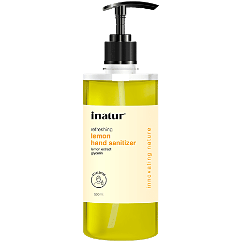 Inatur Refreshing Hand Sanitizer - Lemon Extract, Alcohol Based, Kills 99.9% Germs, 500 ml