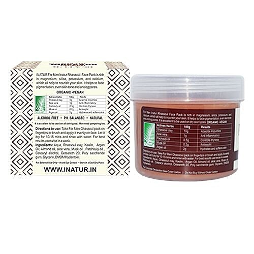 INATUR  Men Rhassoul Face Mask, 125 g  