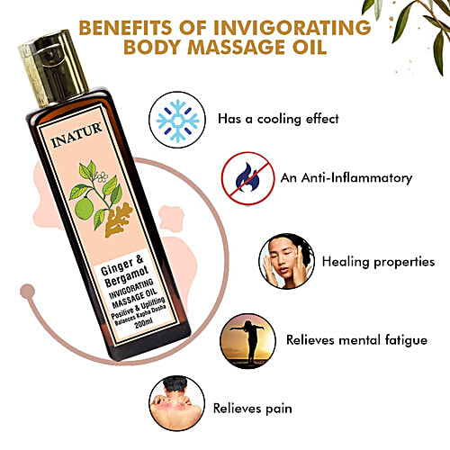 Inatur Invigorating Body Massage Oil, 200 ml  
