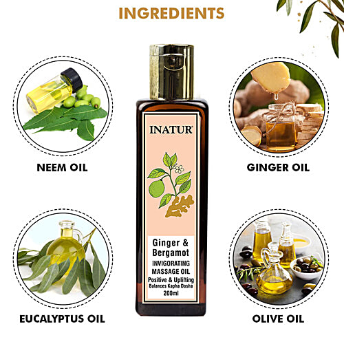Inatur Invigorating Body Massage Oil, 200 ml  