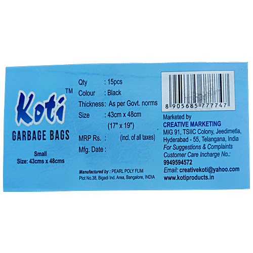 Koti Oxo-Biodegradable Garbage Bag Roll - Small, 15 pcs