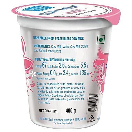 Buy Mother Dairy Cow Milk Dahi Online at Best Price of Rs 45 bigbasket