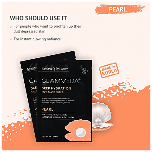 Buy Glamveda Pearl Whitening & Brightening Face Mask Sheet Online at