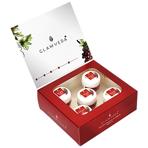 Glamveda Red Wine Advance Anti Ageing Facial Kit, 110 g  