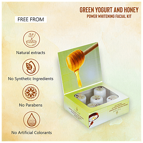 Glamveda Power Whitening Facial Kit - Greek Yogurt & Honey, For All Skin Types, No Parabens, No Artificial Colorants, 110 g No Parabens, No Artificial Colorants