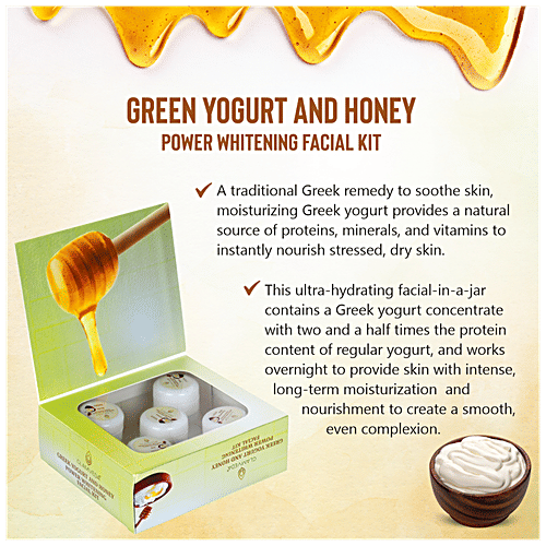 Glamveda Power Whitening Facial Kit - Greek Yogurt & Honey, For All Skin Types, No Parabens, No Artificial Colorants, 110 g No Parabens, No Artificial Colorants