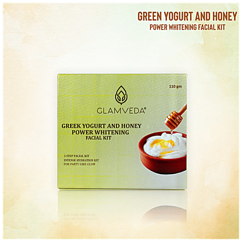 Glamveda Power Whitening Facial Kit - Greek Yogurt & Honey, For All Skin Types, No Parabens, No Artificial Colorants, 110 g No Parabens, No Artificial Colorants