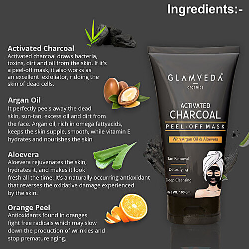 Glamveda Charcoal Peel Off Mask, 100 g