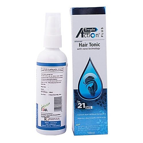 Qraa Triple Action Plus Advanced Hair Tonic with Nano Technology - Improves Hair Growth, Paraben And Artificial Fragrance Free, 100 ml  Paraben And Artificial Fragrance Free