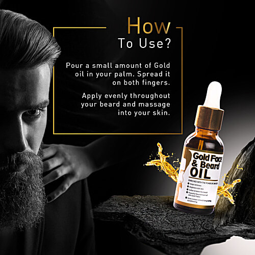 Qraa Gold Face & Beard Oil, 30 ml  Gives Instant Shine & Long Lasting Conditioning