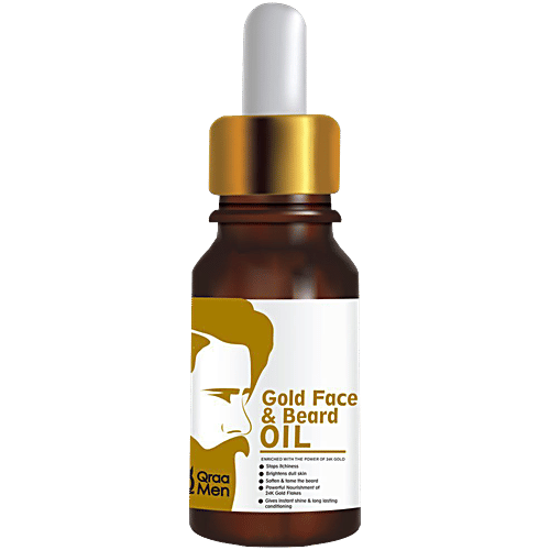 Qraa Gold Face & Beard Oil, 30 ml  Gives Instant Shine & Long Lasting Conditioning