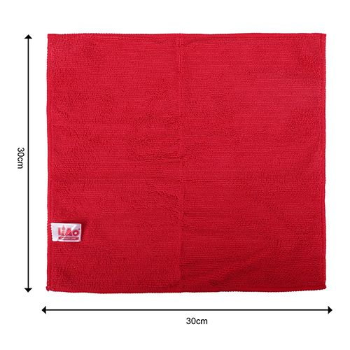 Liao Micro Fibre Cleaning/Dusting Cloth - G130064RG, Soft, Super Absorbent, Quick Dry, 30x30 cm, Red & Grey, 6 pcs  