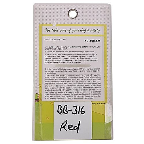 DP Retractable Dog Leash - Red, BB-316RD, 1 pc  