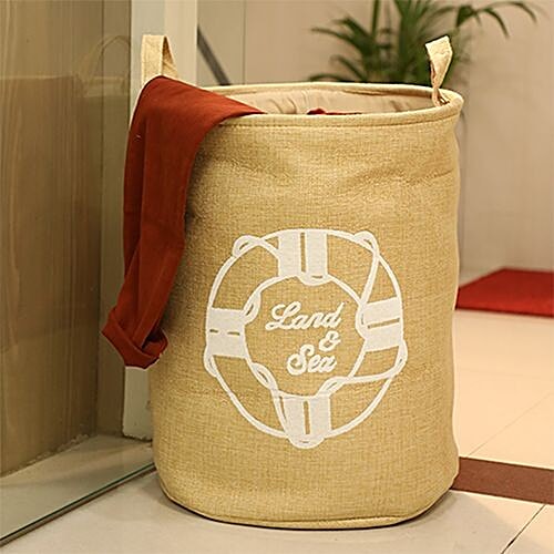 DP Clothes Storage Laundry Bag/Basket - Printed, Fabric Material, Washable, Lightweight, Beige, BB-554, 50 L Lightweight, Durable