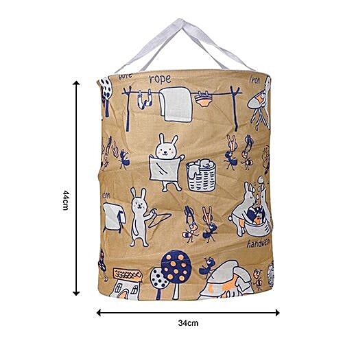 DP Clothes Storage Laundry Bag/Basket - Printed, Fabric Material, Washable, Lightweight, Brown, BB-564, 40 l  Lightweight, Durable