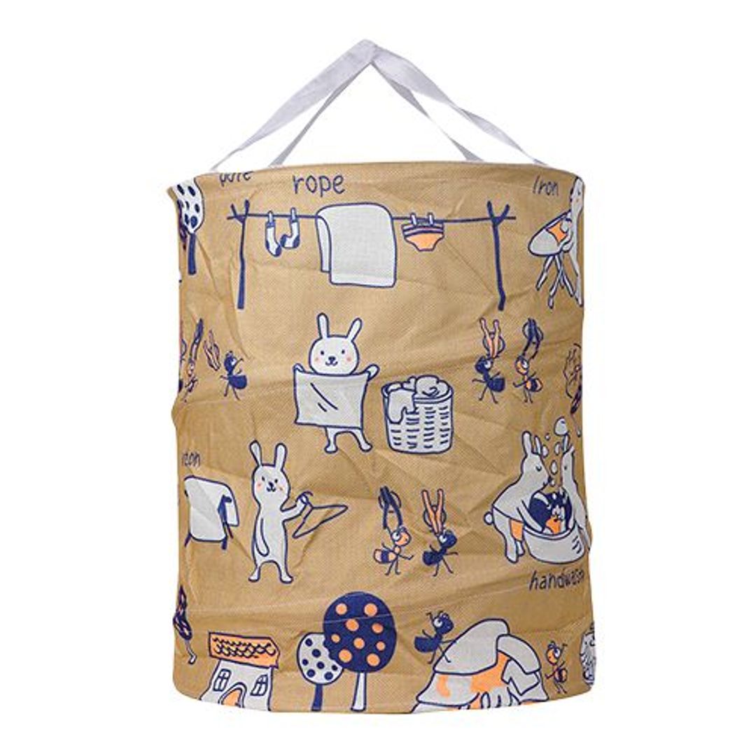 DP Clothes Storage Laundry Bag/Basket - Printed, Fabric Material, Washable, Lightweight, Brown, BB-564, 40 l 