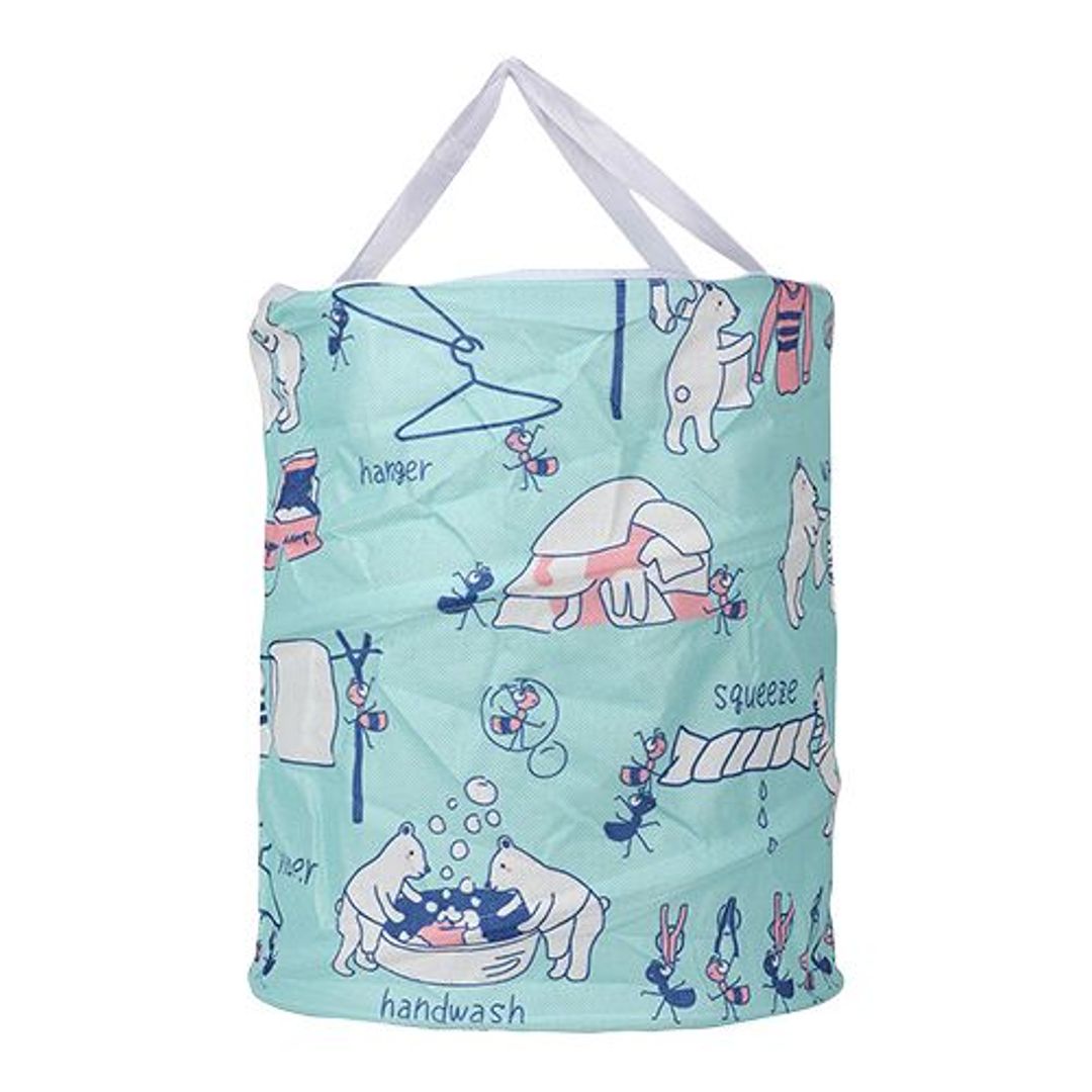 DP Clothes Storage Laundry Bag/Basket - Printed, Fabric Material, Washable, Lightweight, Blue, BB-56, 40 l 
