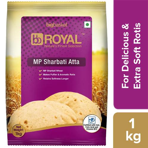 BB Royal MP Sharbati Atta, 1 kg (Fortified) Fortified with Iron, Folic Acid & Vitamin B12