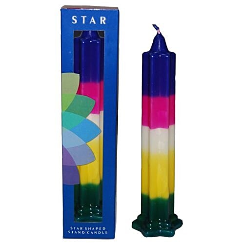 Buy Fish Stick Candle With Wax Stand, Star Shaped, Multicoloured
