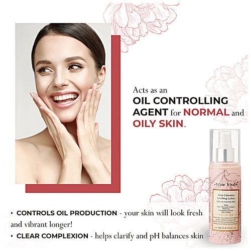 Aloe Veda Men & Women Aloe Calamine Soothing Lotion - Oily to Normal Skin, With Aloe Vera Leaf Extracts, 200 ml  Protects Skin From UV & Sunrays