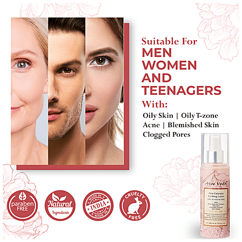 Aloe Veda Men & Women Aloe Calamine Soothing Lotion - Oily to Normal Skin, With Aloe Vera Leaf Extracts, 200 ml  Protects Skin From UV & Sunrays