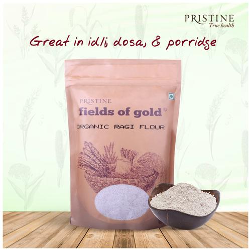 PRISTINE Fields Of Gold Organic Ragi Flour/Ragi Hittu, 500 g  Rich In Iron & Calcium