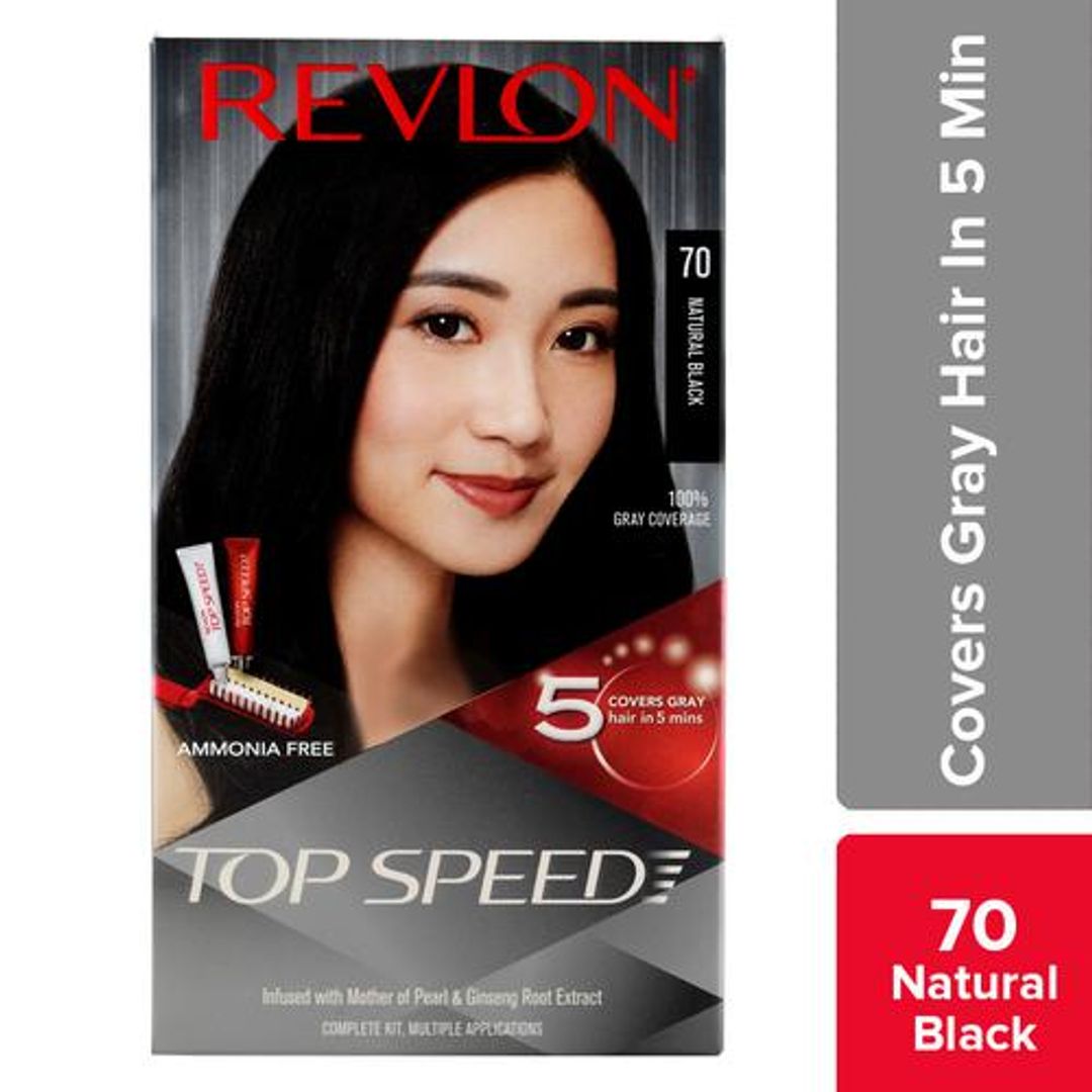 Revlon Top Speed Hair Color Woman - No Ammonia, Multiple Applications, 181.92 g Natural Black 70