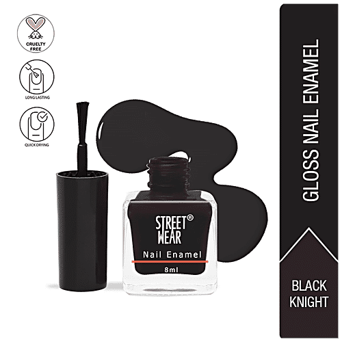 Street Wear Nail Enamel, 8 ml Black Knight Highly Pigmented, Long Lasting