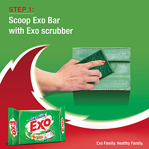 Exo Dishwash Bar Anti-Bacterial Touch Shine, 600 g (3 N x 200 g) Anti-Bacterial, Touch & Shine