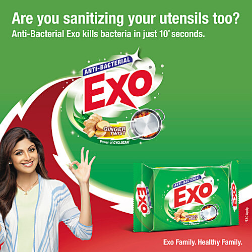 Exo Dishwash Bar Anti-Bacterial Touch Shine, 600 g (3 N x 200 g) Anti-Bacterial, Touch & Shine