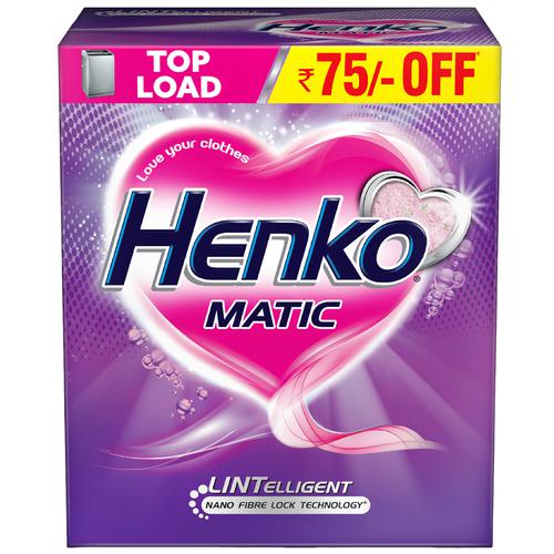 Henko Matic Lintelligent Detergent Powder - Top Load, 2 kg  Stain Removal, Nano Fibre Lock Technology