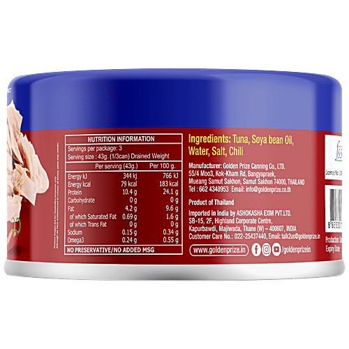 Golden Prize Tuna Sandwich Flakes In Oil With Red Chili, 185 g  Excellent Source of Omega-3