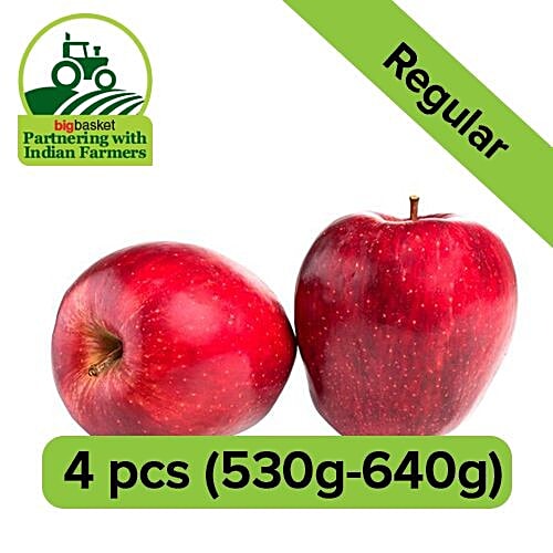 fresho! European Apple - Regular, Red, 4 pcs Approx. 530-640 gm 