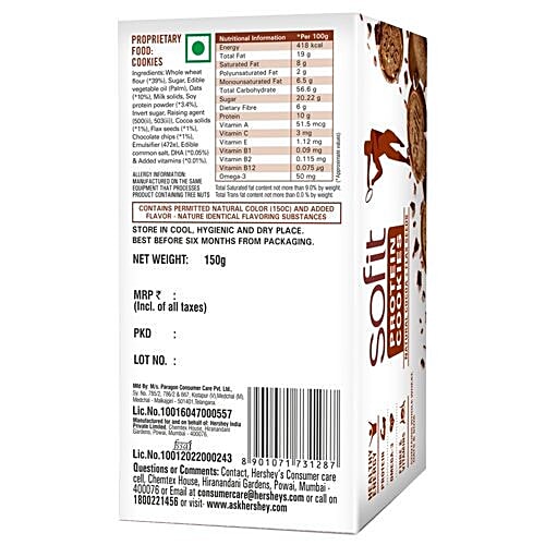 Sofit  Protein Cookies - Natural Cocoa & Flaxseeds, 150 g  Contains Fibre & Vitamins