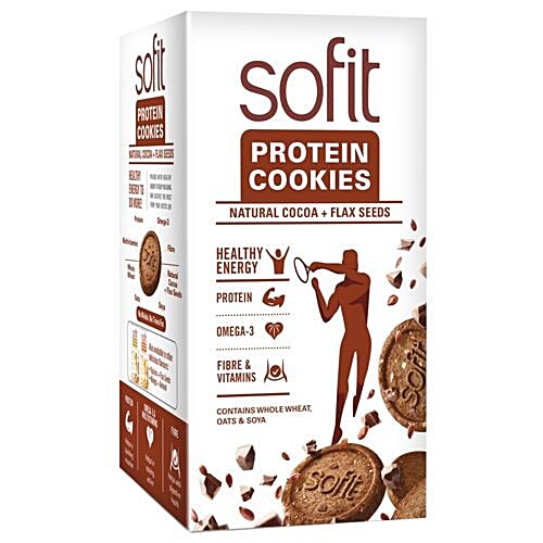 Sofit  Protein Cookies - Natural Cocoa & Flaxseeds, 150 g  Contains Fibre & Vitamins