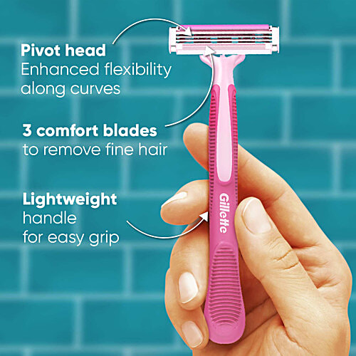 Gillette Venus Simply Venus 3 Blade Hair Removal Razor - For Women, 1 pc No Strong Chemicals